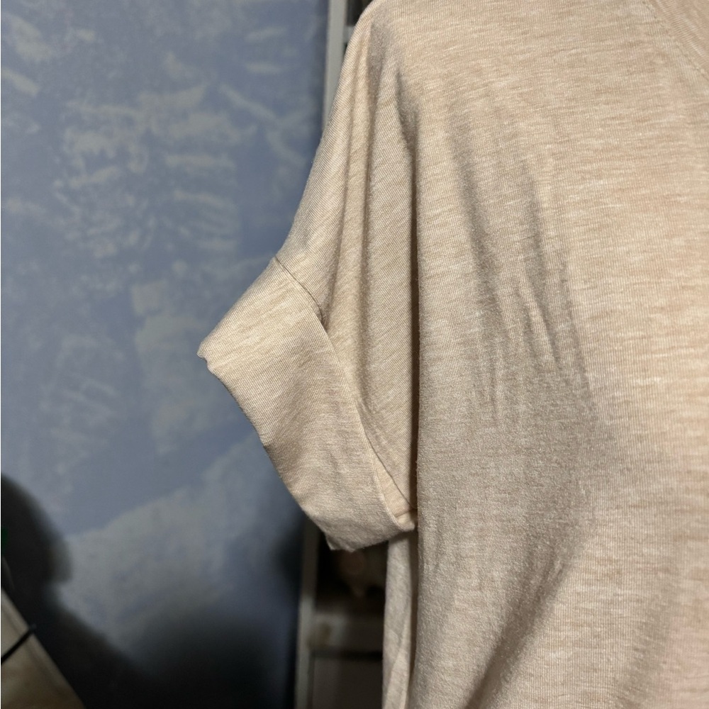 Women's V-Neck Short Sleeve Sleep Shirt - Beige - Picture 4 of 9